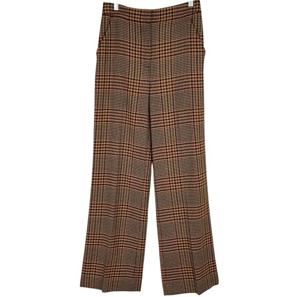 NWT Veronica Beard Tonelli Dress Pants Size 6 US Brown Red Plaid 100% Wool - Picture 1 of 12